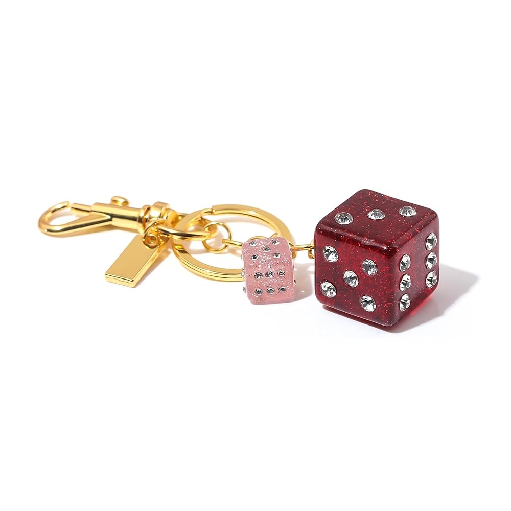 小物 Y2K Dice chain Vintage Y2K Lucky Dice Keychain Multicolor Interesting Resin